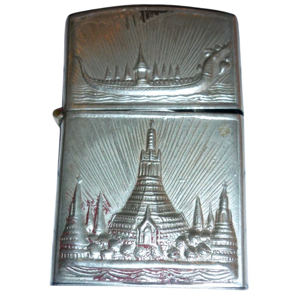 Vintage Bangkok Jewelry Factory‎ Lighter Thailand Wat Arun Royal Barge Souvenir